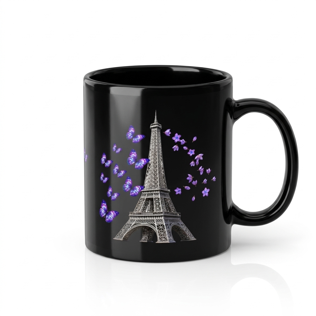 tsgabrielle® • Paris - Eiffeltornet • Glansig Mug • Svart • Keramik • 2 Storlekar - Black - View 31