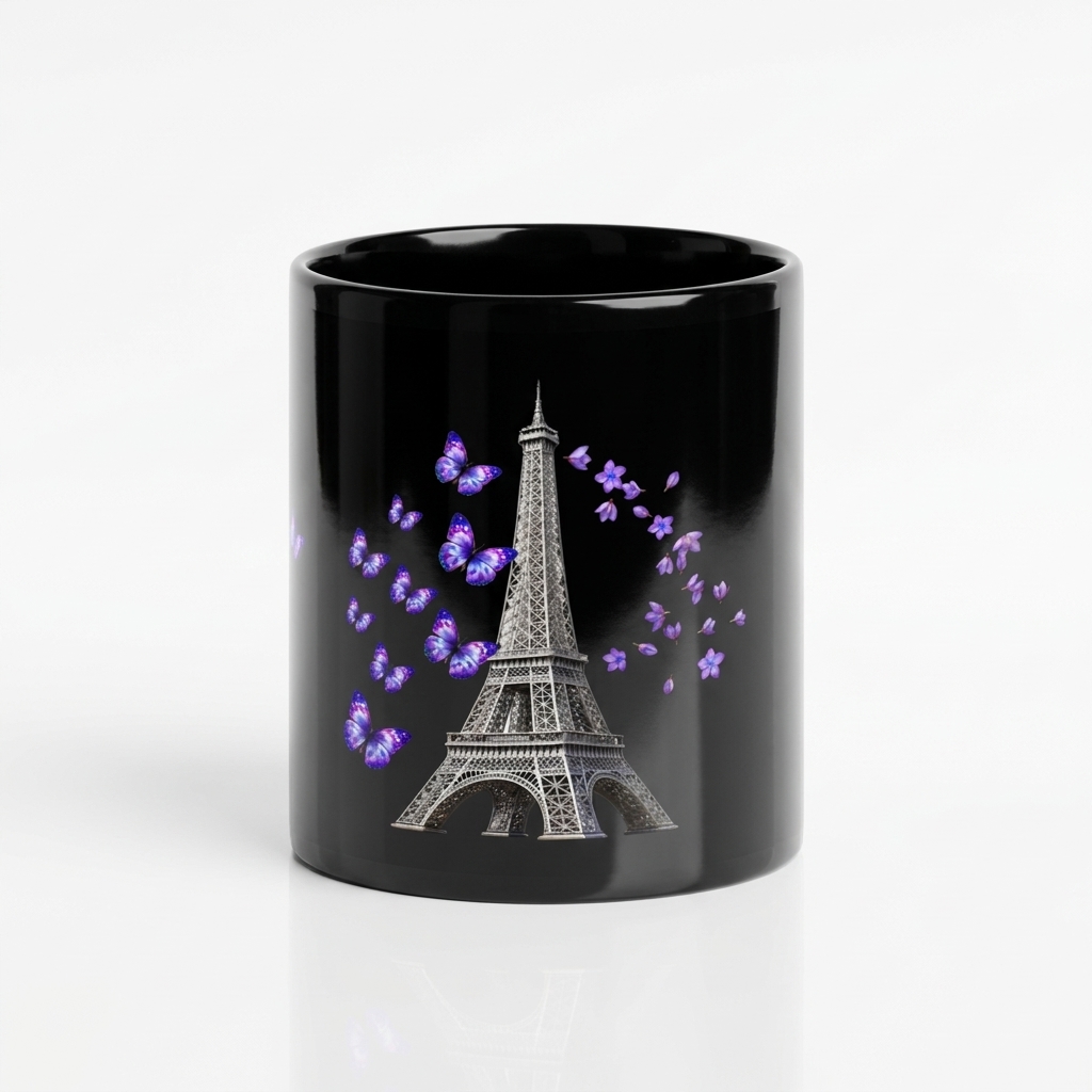 tsgabrielle® • Paris - Eiffeltornet • Glansig Mug • Svart • Keramik • 2 Storlekar - Black - View 6