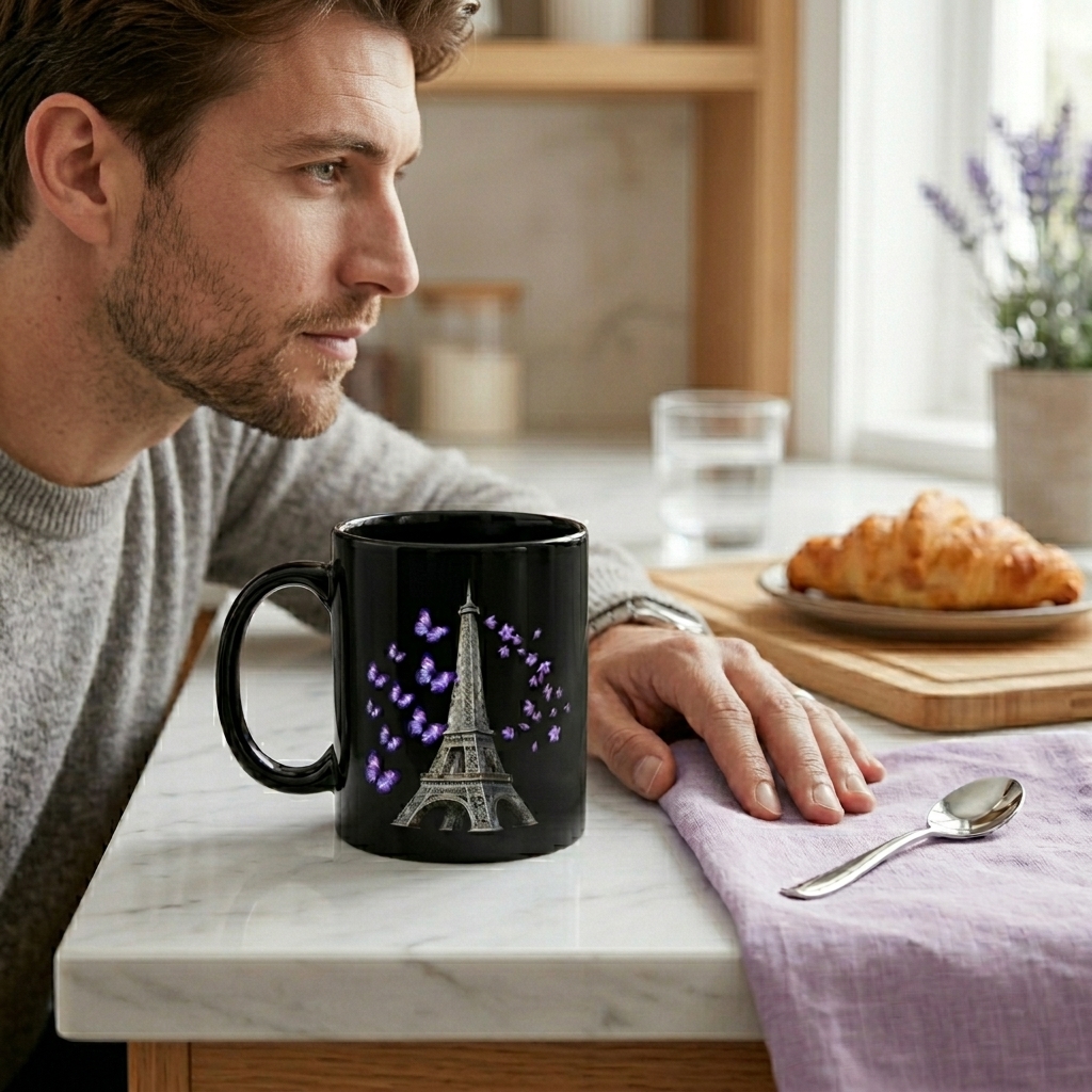 tsgabrielle® • Paris - Eiffeltornet • Glansig Mug • Svart • Keramik • 2 Storlekar - Black - View 21