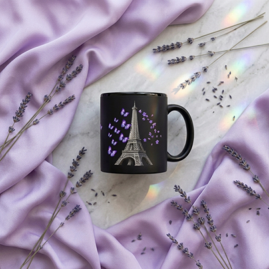 tsgabrielle® • Paris - Eiffeltornet • Glansig Mug • Svart • Keramik • 2 Storlekar - Black - View 25