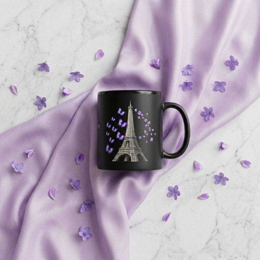 tsgabrielle® • Paris - Eiffeltornet • Glansig Mug • Svart • Keramik • 2 Storlekar - View 4