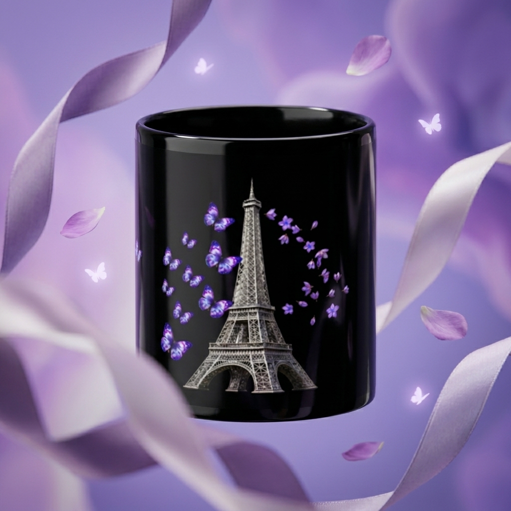 tsgabrielle® • Paris - Eiffeltornet • Glansig Mug • Svart • Keramik • 2 Storlekar - View 7
