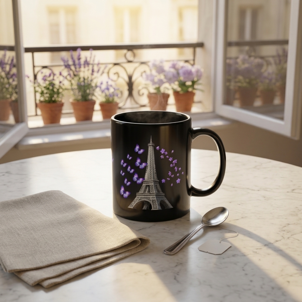 tsgabrielle® • Paris - Eiffeltornet • Glansig Mug • Svart • Keramik • 2 Storlekar - View 11