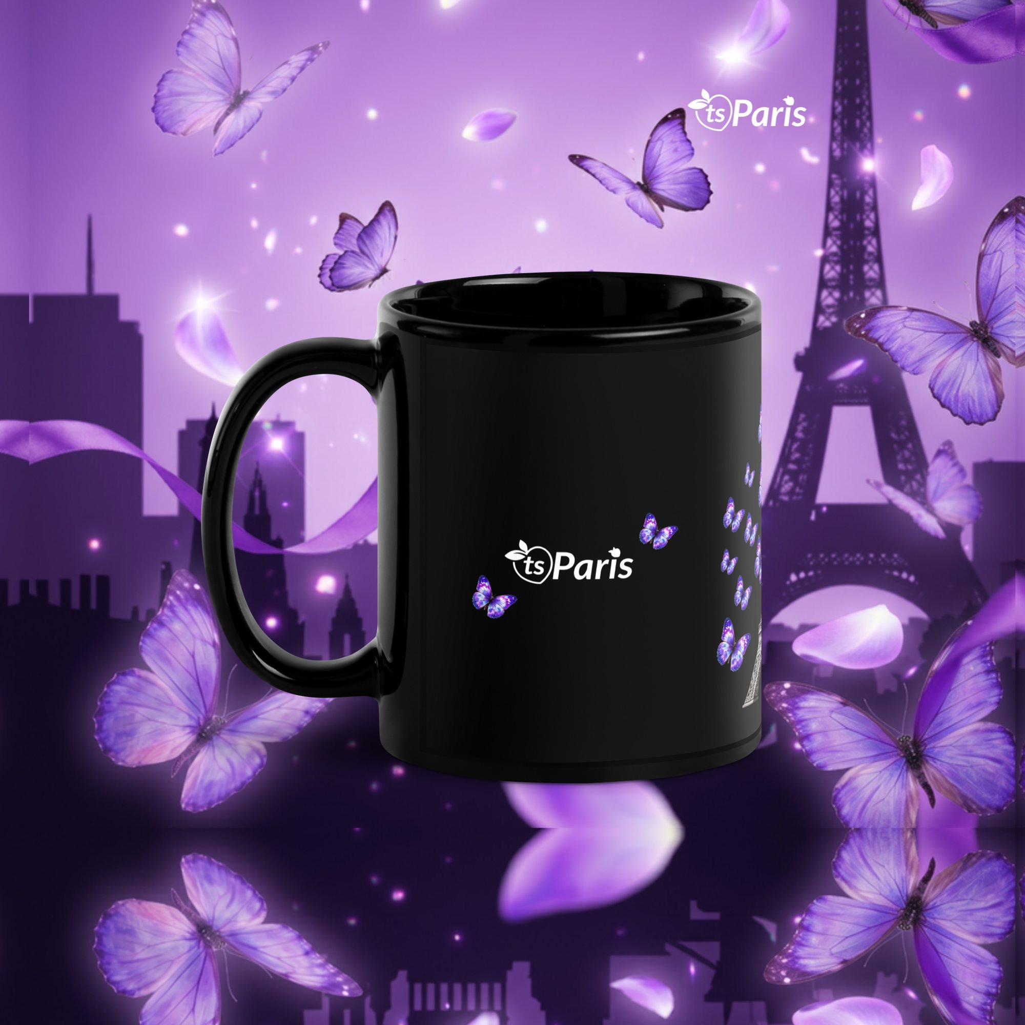 tsgabrielle® • Paris - Eiffeltornet • Glansig Mug • Svart • Keramik • 2 Storlekar - Black - View 34