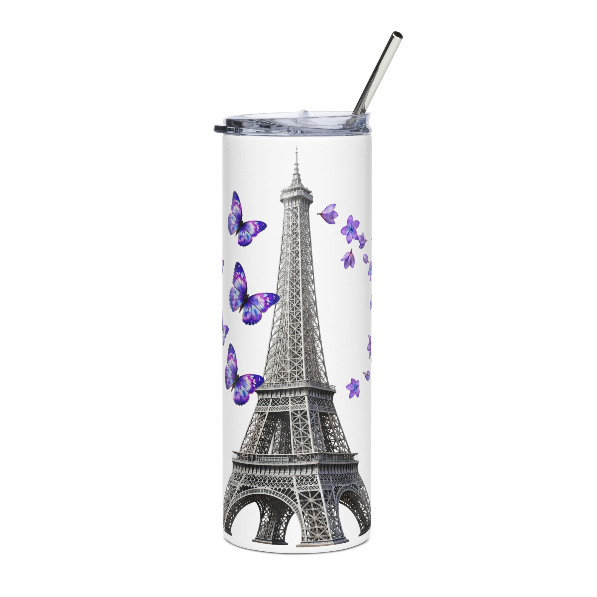 tsgabrielle® • Hem & Liv • Paris - Eiffeltornet • Tumbler • Rostfritt stål • Vit • 20 oz