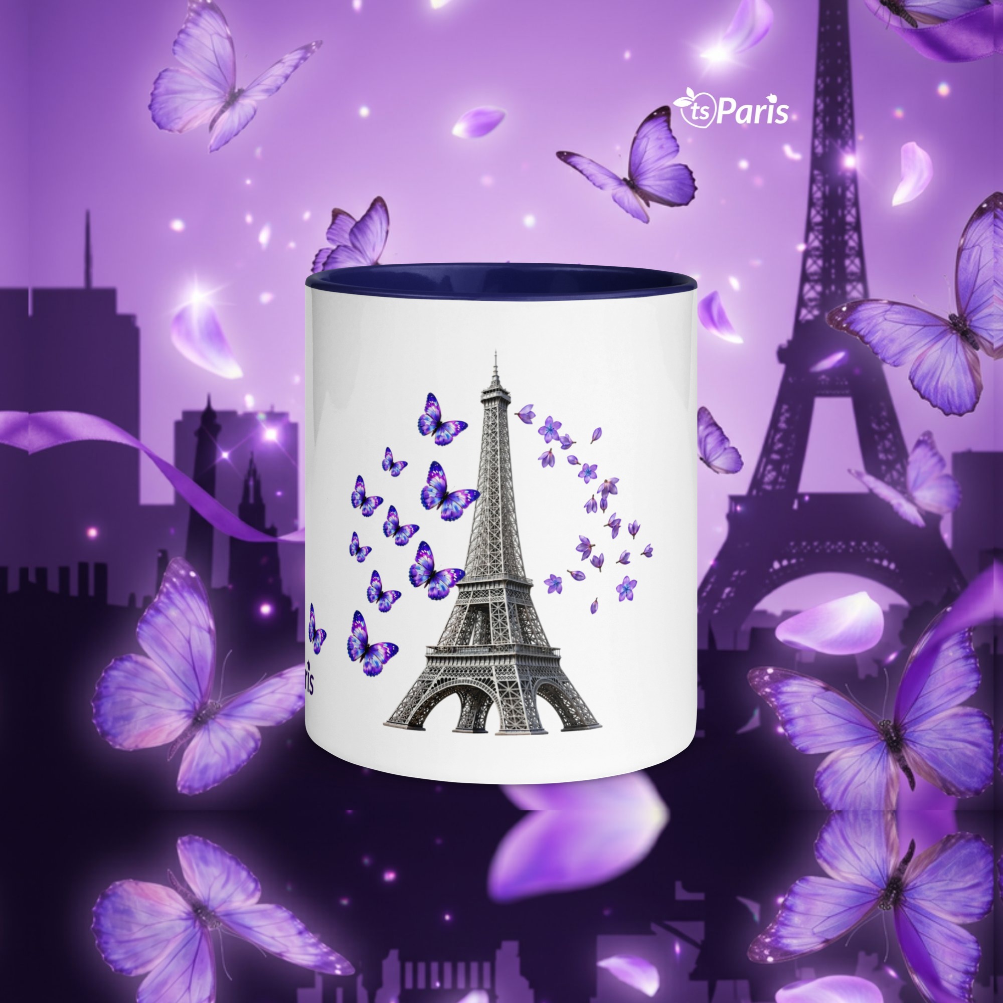 tsgabrielle® • Paris - La Tour Eiffel • Mugg med färgad insida • Keramik • 11 oz - Dark Blue - View 10