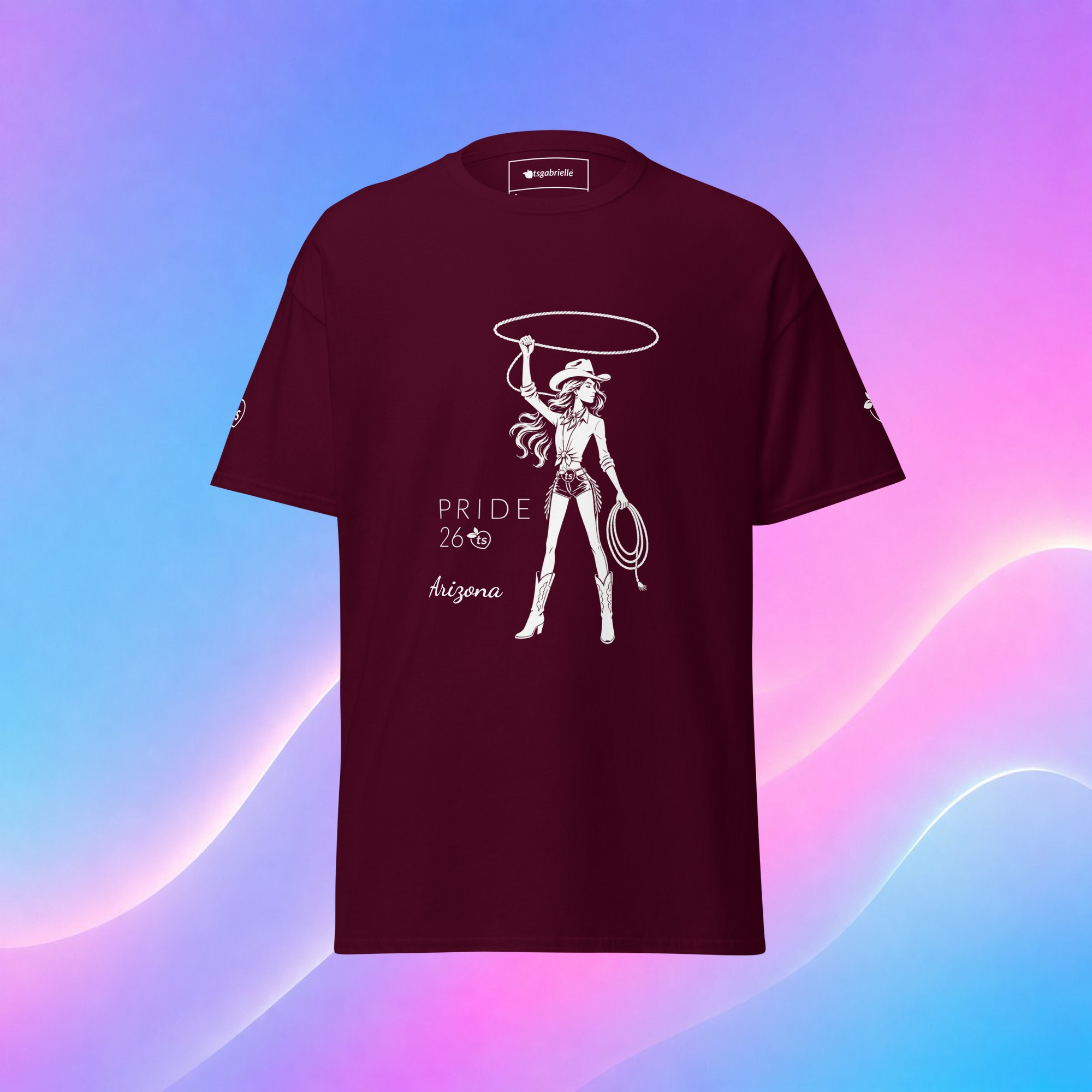 tsgabrielle® • Hans Stil • Pride 26 - Arizona • Klassisk T-shirt • 14 Färger - Maroon - View 15