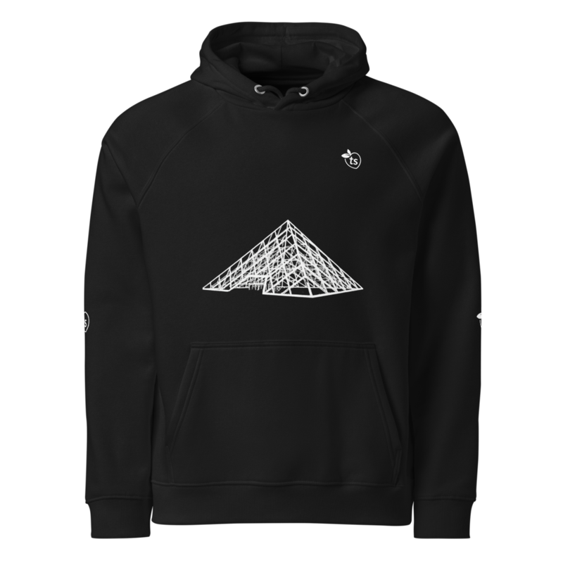 tsgabrielle® • For Honom • Paris - The Louvre Pyramid • Eco Raglan hoodie • svart