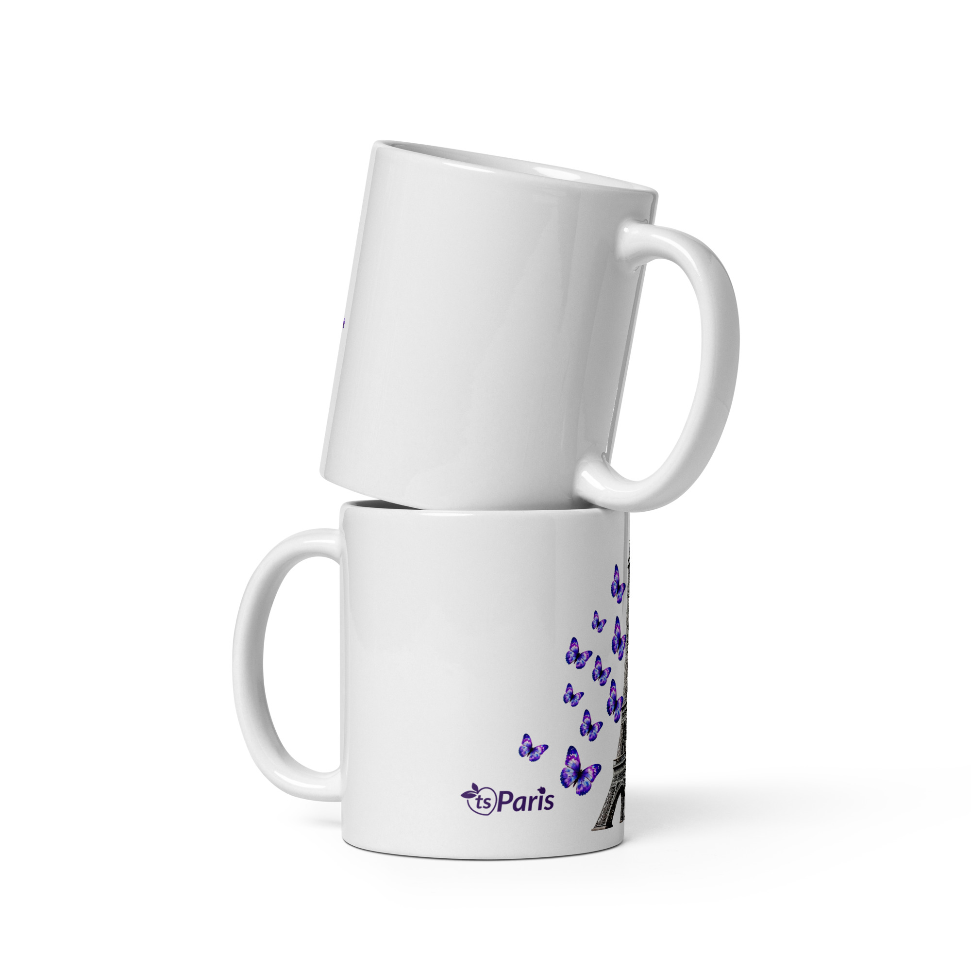 tsgabrielle® • Paris - Eiffeltornet • Glansig mugg • Vit • Keramik • 11 oz • Den Franska Trans-Touchen