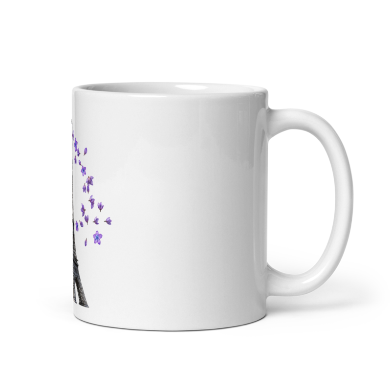 tsgabrielle® • Paris - Eiffeltornet • Glansig mugg • Vit • Keramik • 11 oz • Den Franska Trans-Touchen