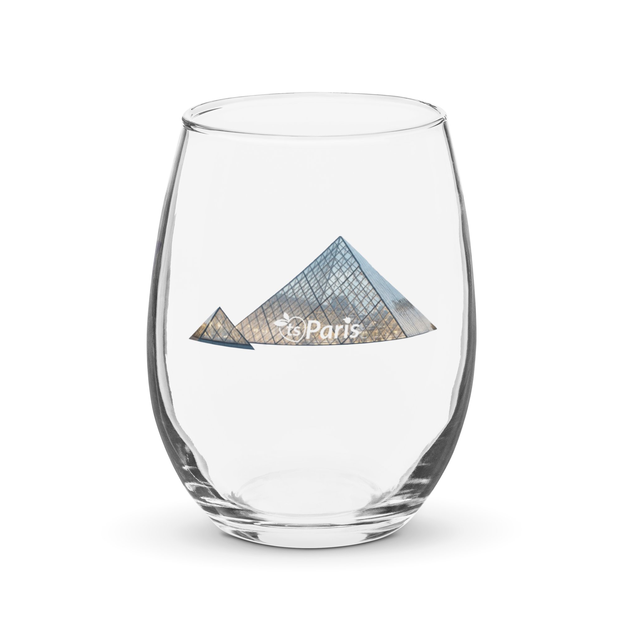tsgabrielle® • Paris – Louvren pyramid • Stamlöst vinglas • 15 oz
