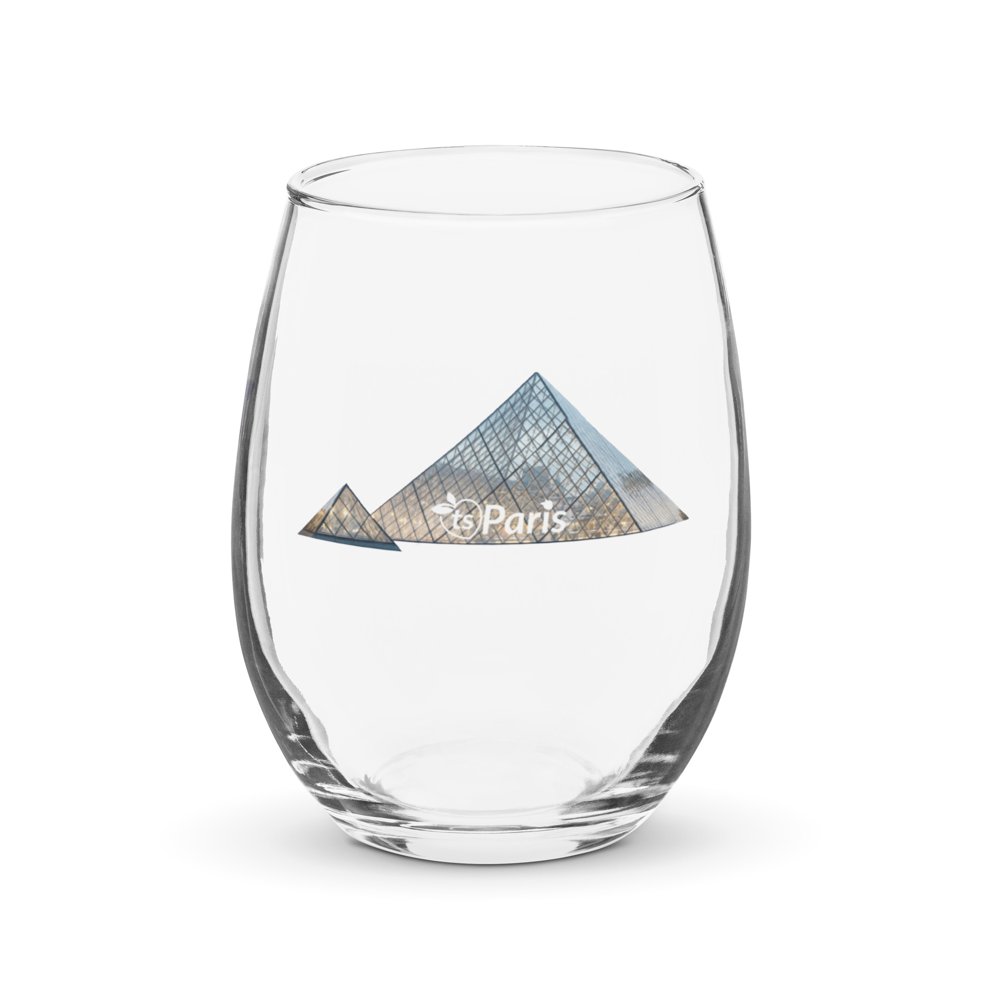 tsgabrielle® • Paris – Louvren pyramid • Stamlöst vinglas • 15 oz