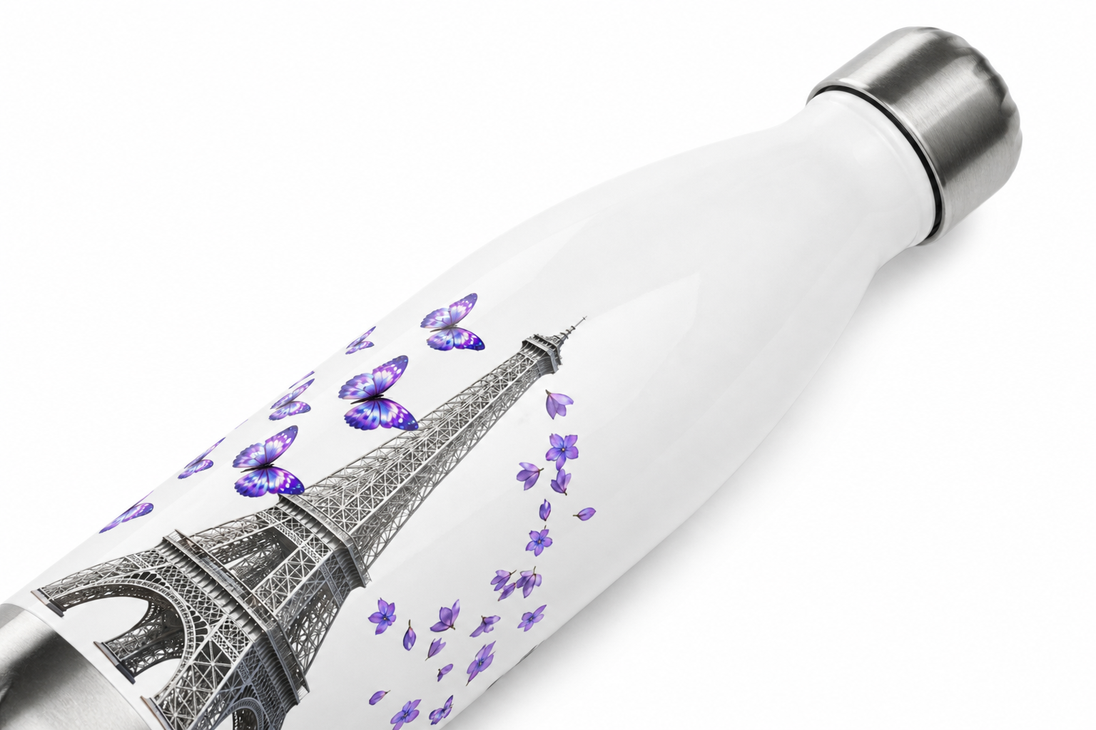 tsgabrielle® • Paris - Eiffeltornet • Vattenflaska • Vit • Rostfritt stål • 17 oz - 500ml - View 11