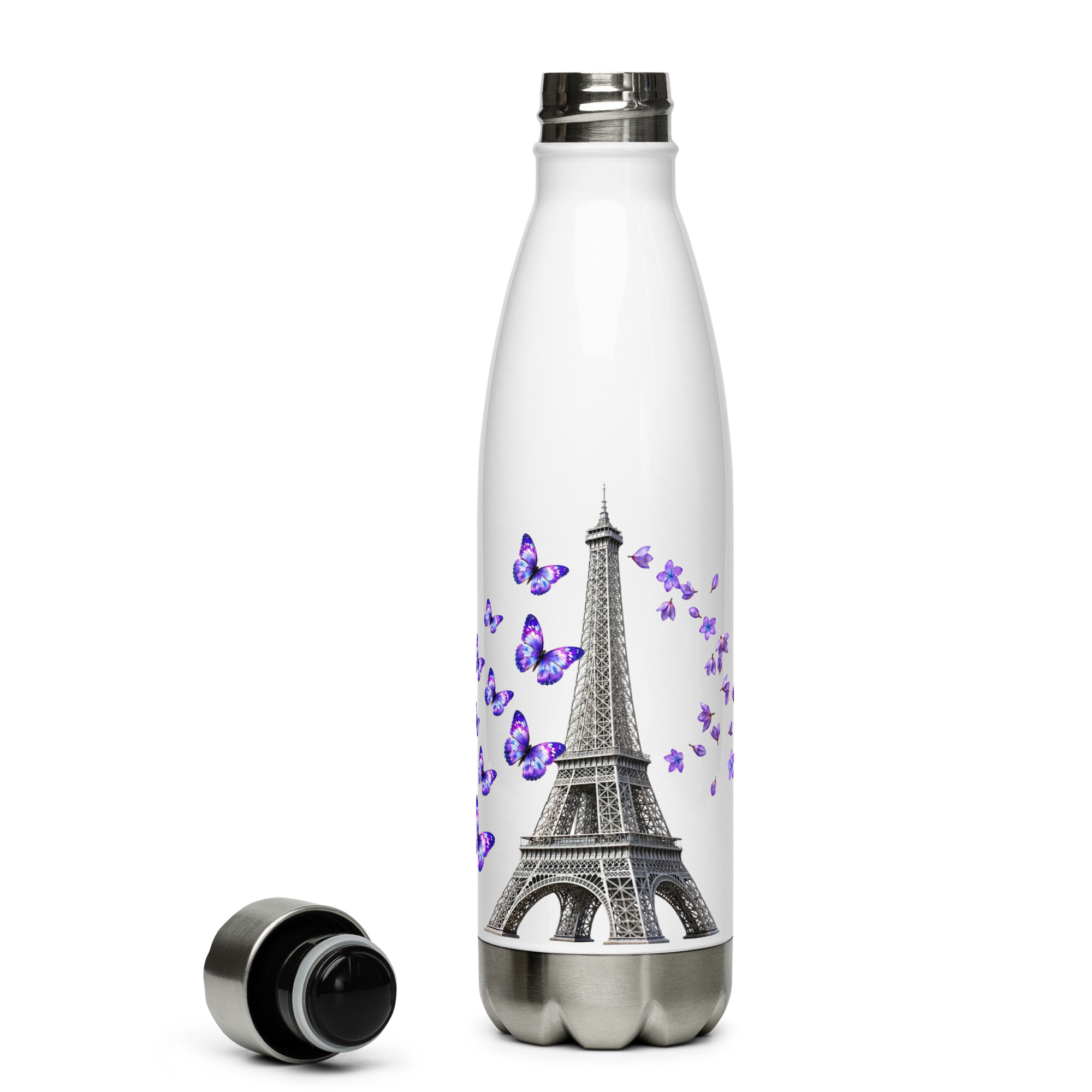 tsgabrielle® • Paris - Eiffeltornet • Vattenflaska • Vit • Rostfritt stål • 17 oz - 500ml - View 2