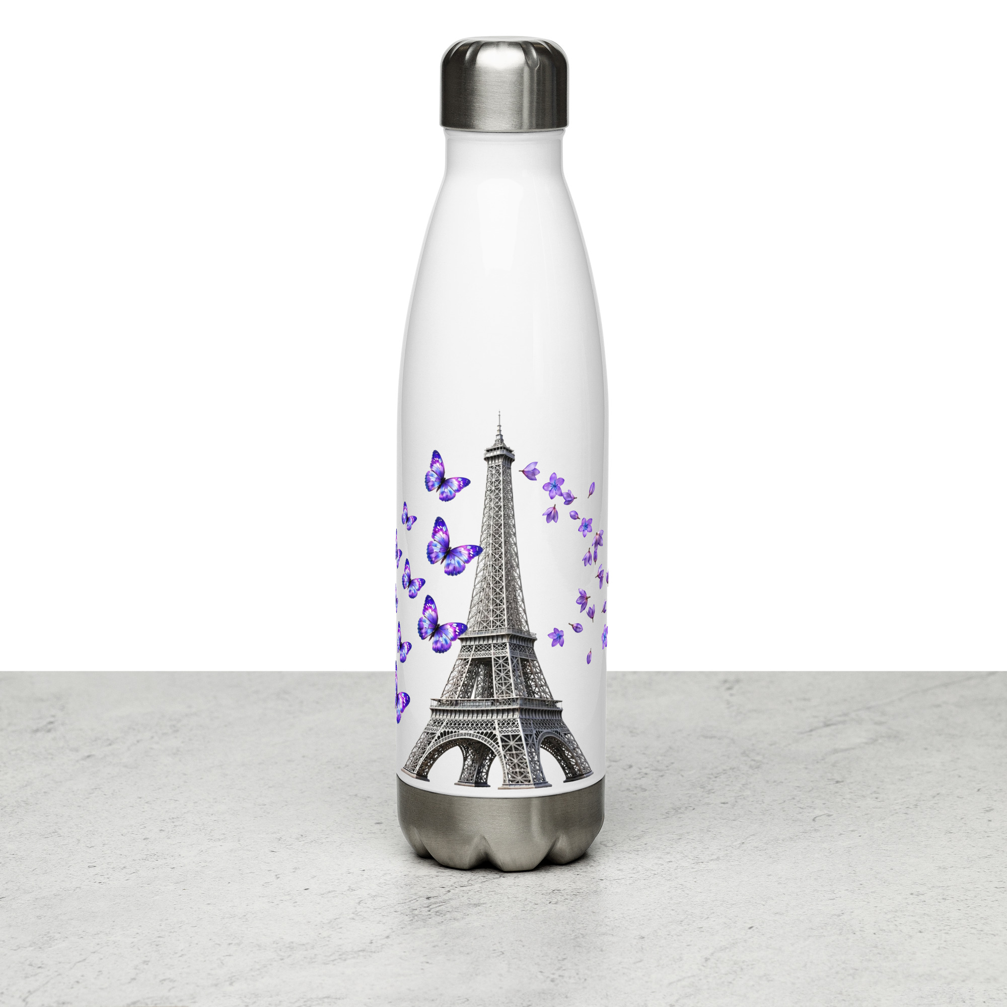 tsgabrielle® • Paris - Eiffeltornet • Vattenflaska • Vit • Rostfritt stål • 17 oz - 500ml - View 7