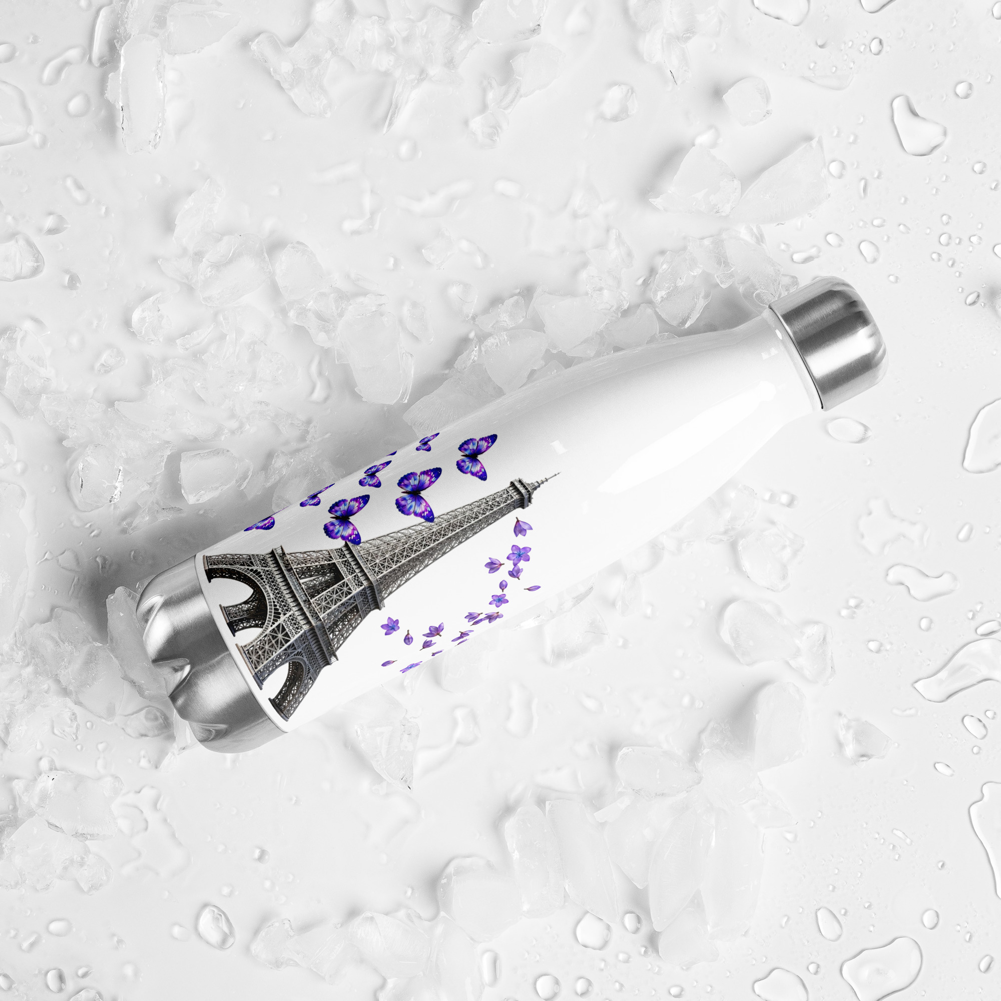 tsgabrielle® • Paris - Eiffeltornet • Vattenflaska • Vit • Rostfritt stål • 17 oz - 500ml - View 8
