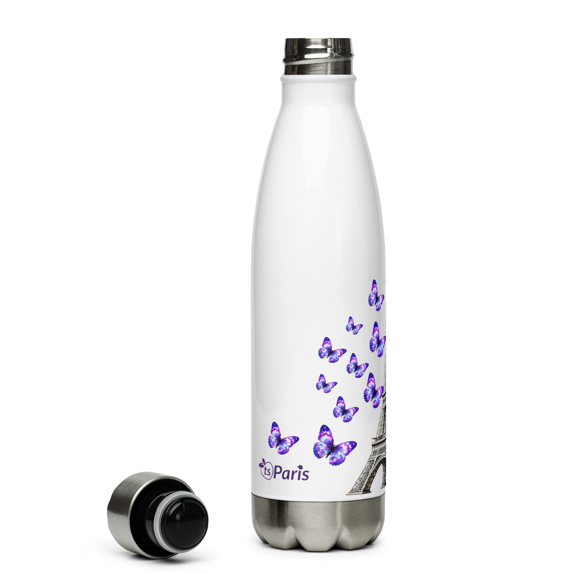 tsgabrielle® • Paris - Eiffeltornet • Vattenflaska • Vit • Rostfritt stål • 17 oz - 500ml - View 10