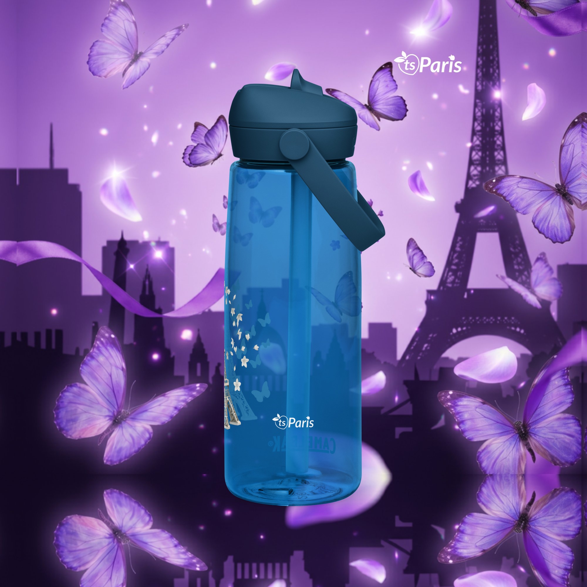 CamelBak® Eddy® by tsgabrielle® • Paris - La Tour Eiffel • Sportvattenflaska • Flip Straw • 3 färger • 25 oz - Oxford Blue - View 5