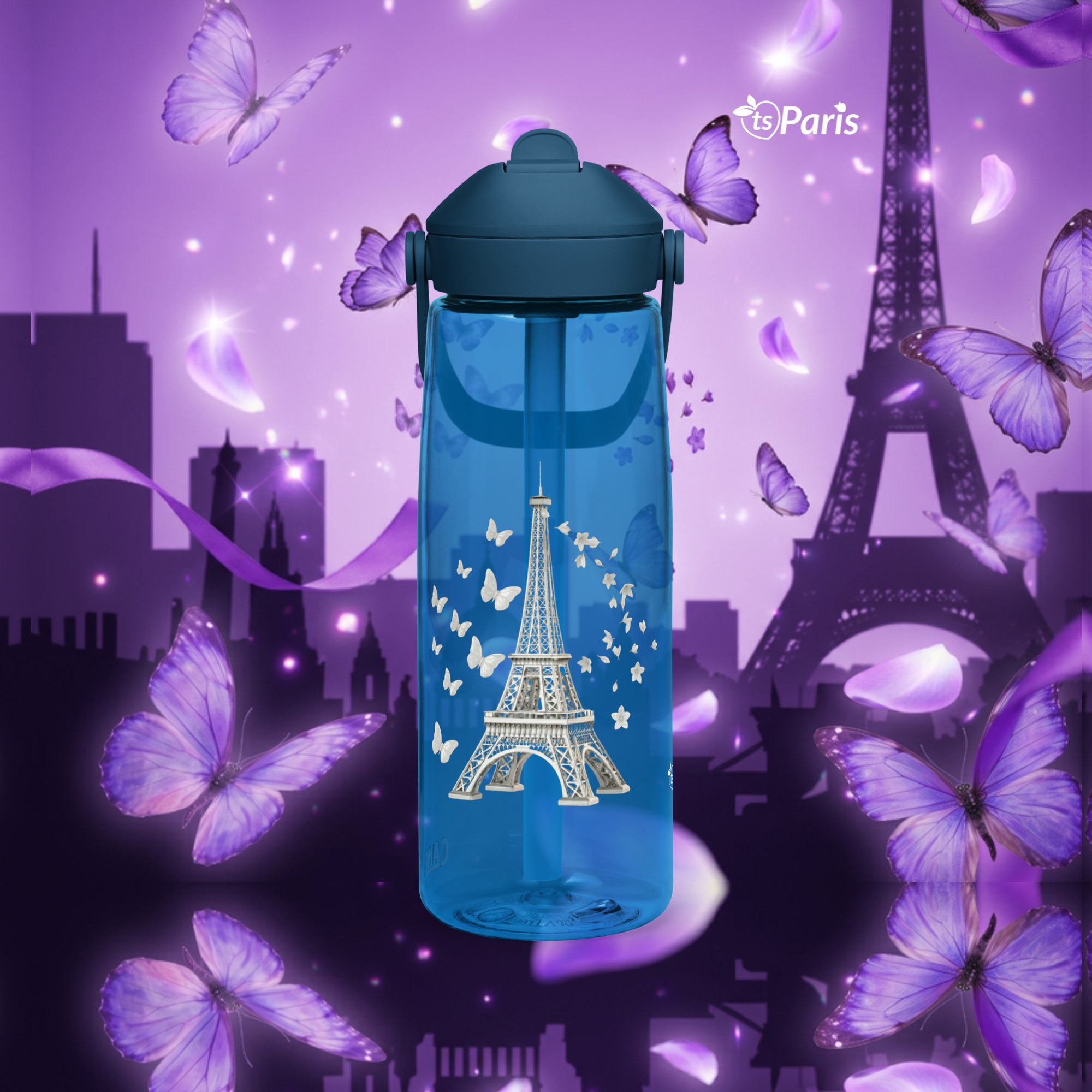 CamelBak® Eddy® by tsgabrielle® • Paris - La Tour Eiffel • Sportvattenflaska • Flip Straw • 3 färger • 25 oz - Oxford Blue - View 4